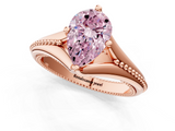 Rose gold Fancy Pink Pear  Solitaire Beaded Band Six-Prong Setting_30