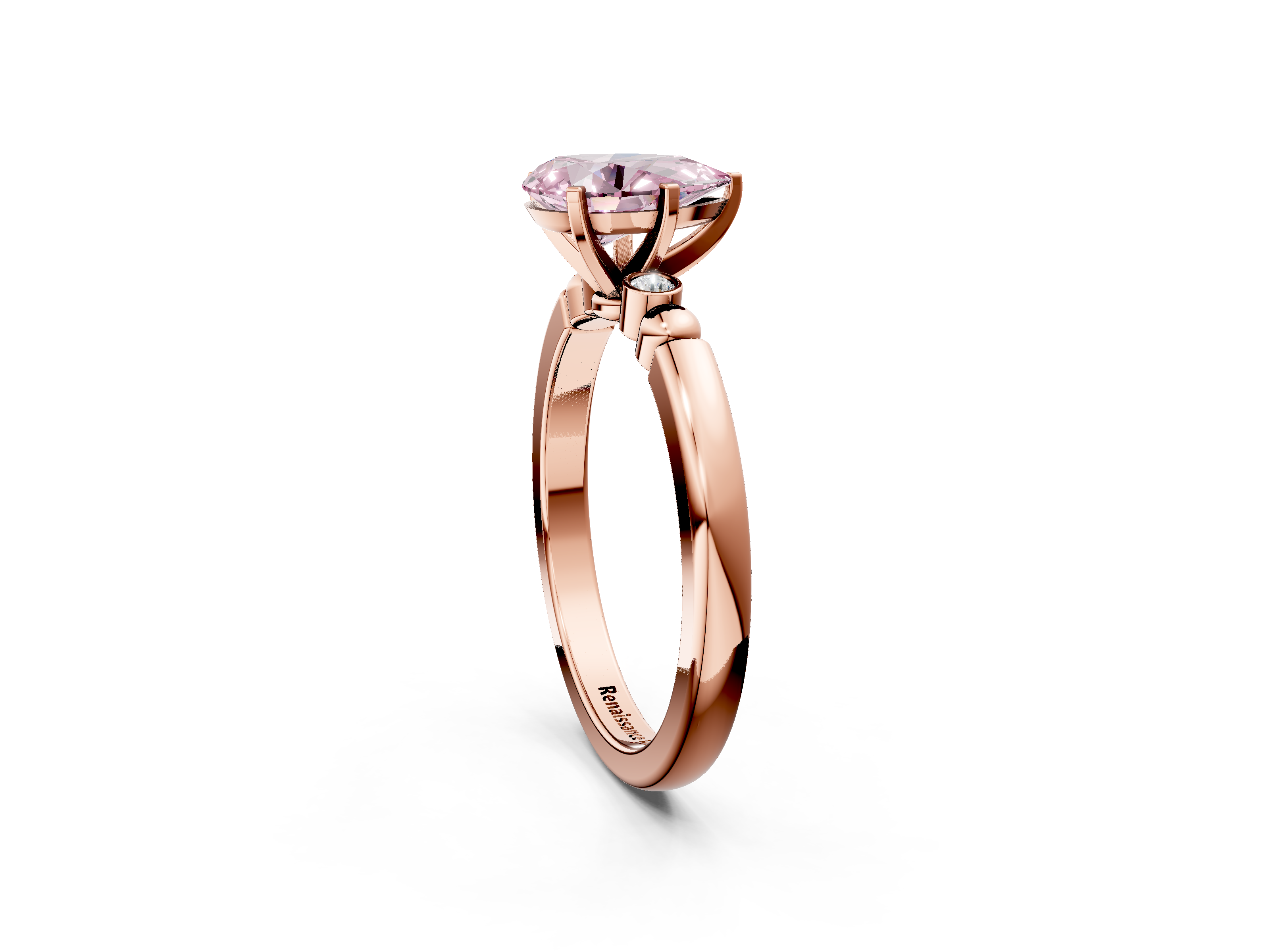 Rose gold Fancy Pink Pear  Solitaire Beaded Band with Four-Prong Setting_27