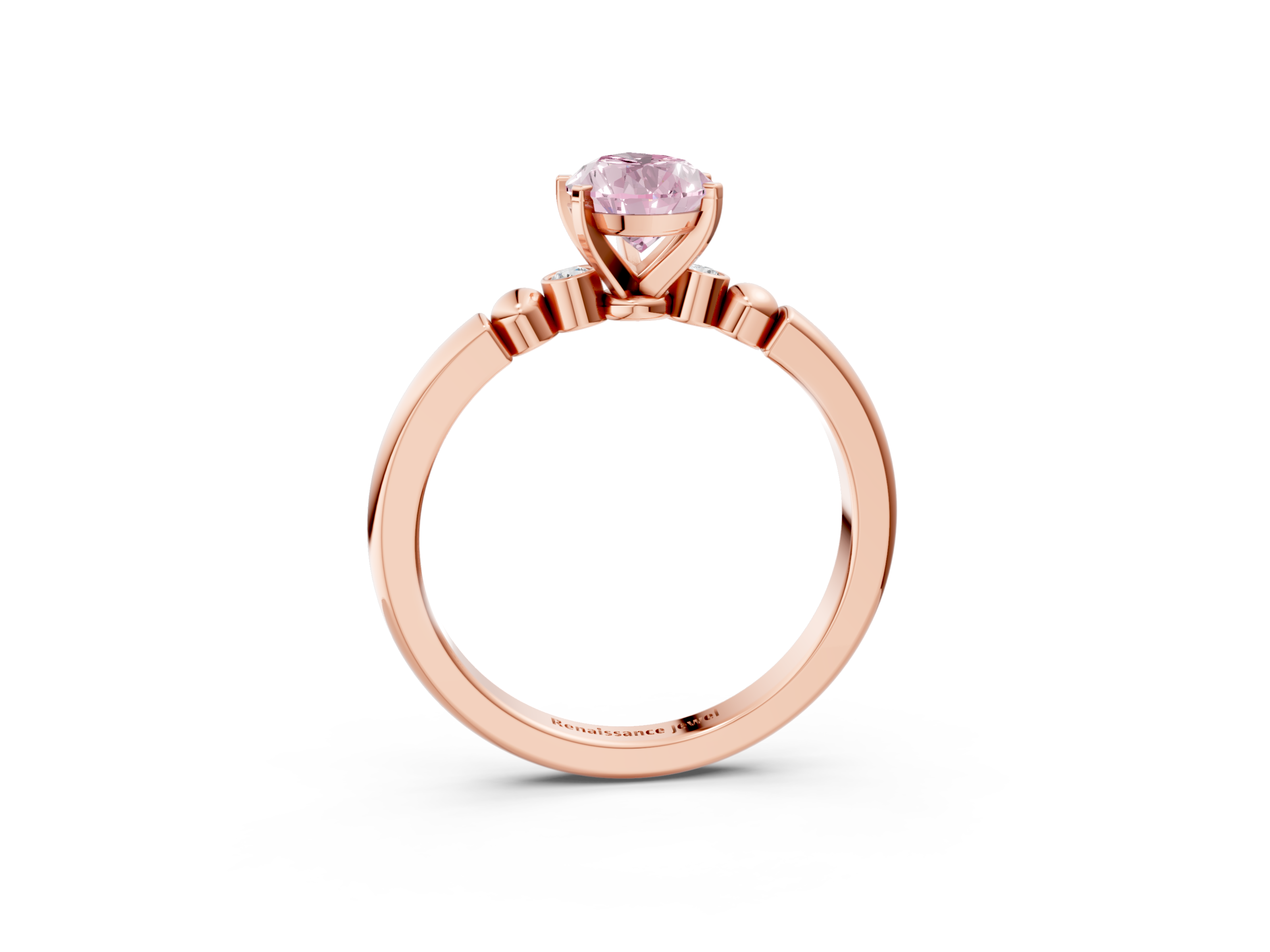 Rose gold Fancy Pink Pear  Solitaire Beaded Band with Four-Prong Setting_28