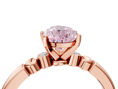 Rose gold Fancy Pink Pear  Solitaire Beaded Band with Four-Prong Setting_29
