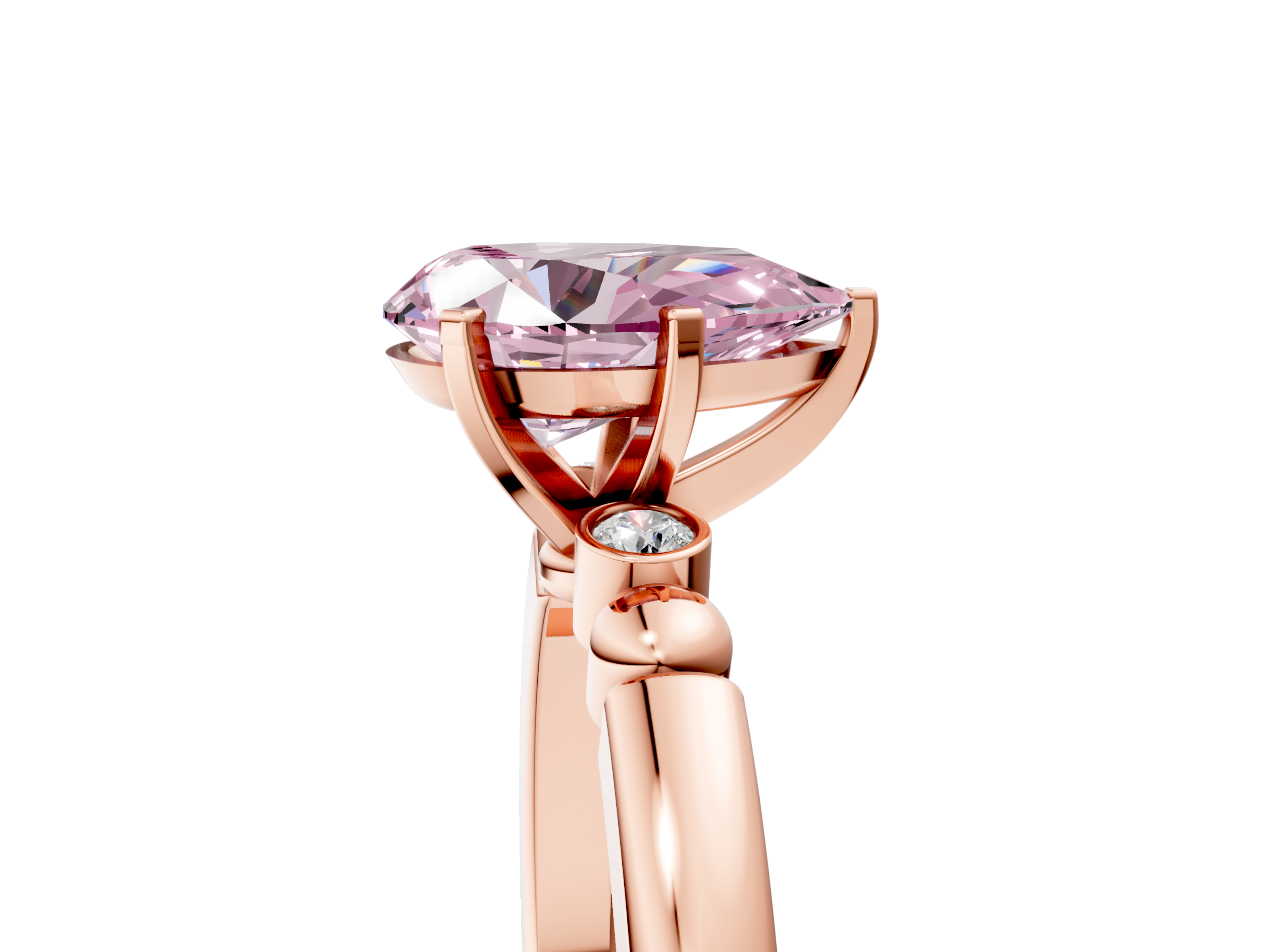 Rose gold Fancy Pink Pear  Solitaire Beaded Band with Four-Prong Setting_30