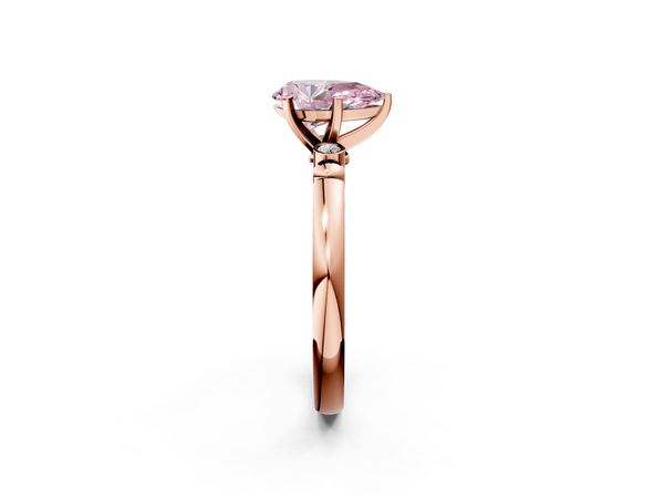 Rose gold Fancy Pink Pear  Solitaire Beaded Band with Four-Prong Setting