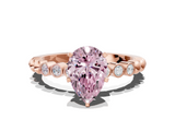 Rose gold Fancy Pink Pear  Solitaire Bezel Accent Diamond Engagement Ring with Beaded Band and Four-Prong Setting_24