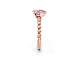 Rose gold Fancy Pink Pear  Solitaire Bezel Accent Diamond Engagement Ring with Beaded Band and Four-Prong Setting_25