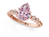 Rose gold Fancy Pink Pear  Solitaire Bezel Accent Diamond Engagement Ring with Beaded Band and Four-Prong Setting_27
