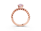 Rose gold Fancy Pink Pear  Solitaire Bezel Accent Diamond Engagement Ring with Beaded Band and Four-Prong Setting_28