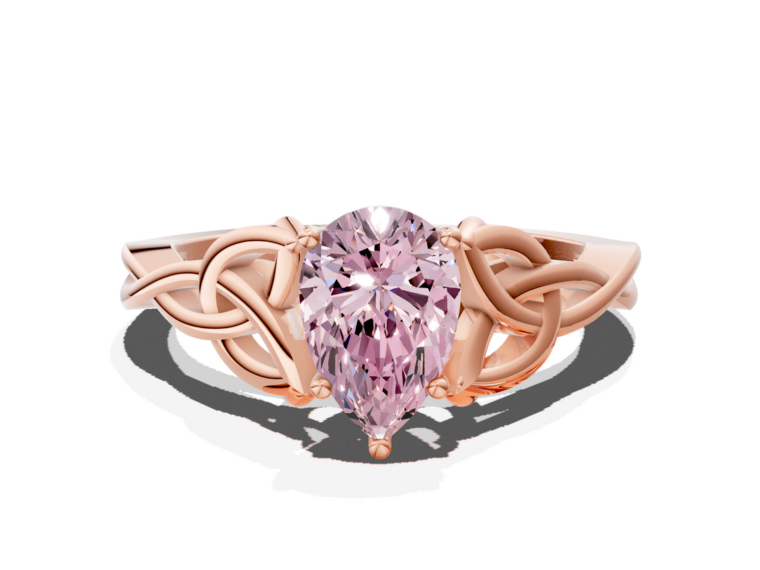 Rose gold Fancy Pink Pear  Solitaire Celtic Knot Engagement Ring with Four-Prong Setting_44