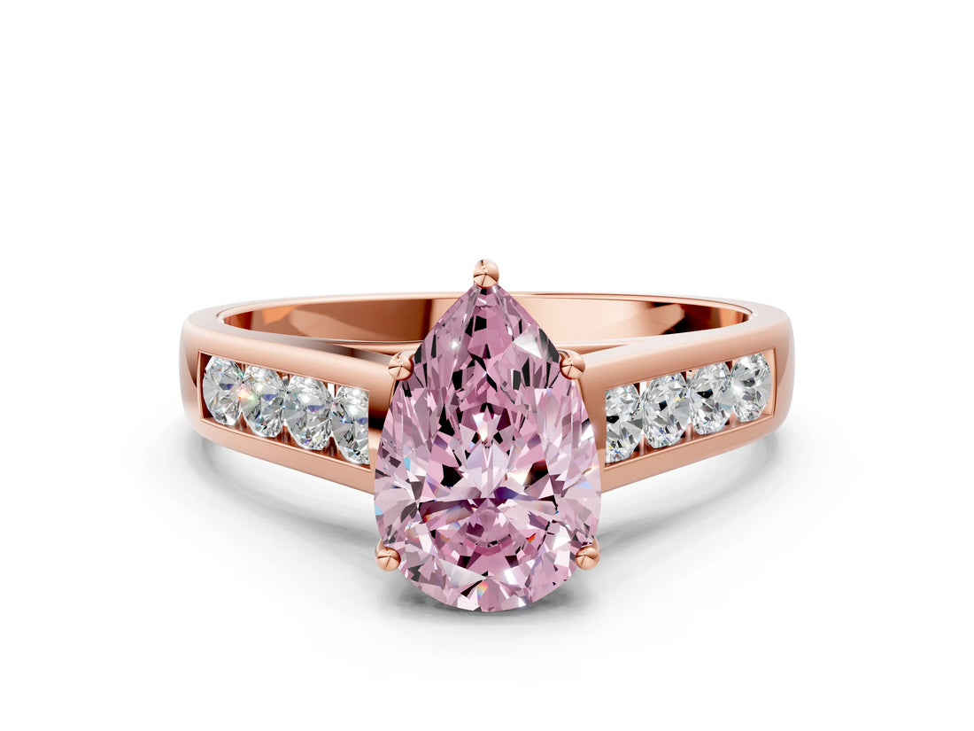 Rose gold Fancy Pink Pear  Solitaire Channel-Set Diamond Engagement Ring with Four-Prong Setting_32