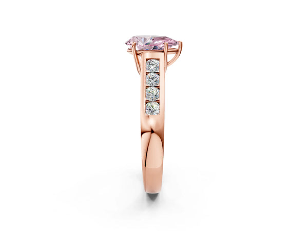 Rose gold Fancy Pink Pear  Solitaire Channel-Set Diamond Engagement Ring with Four-Prong Setting