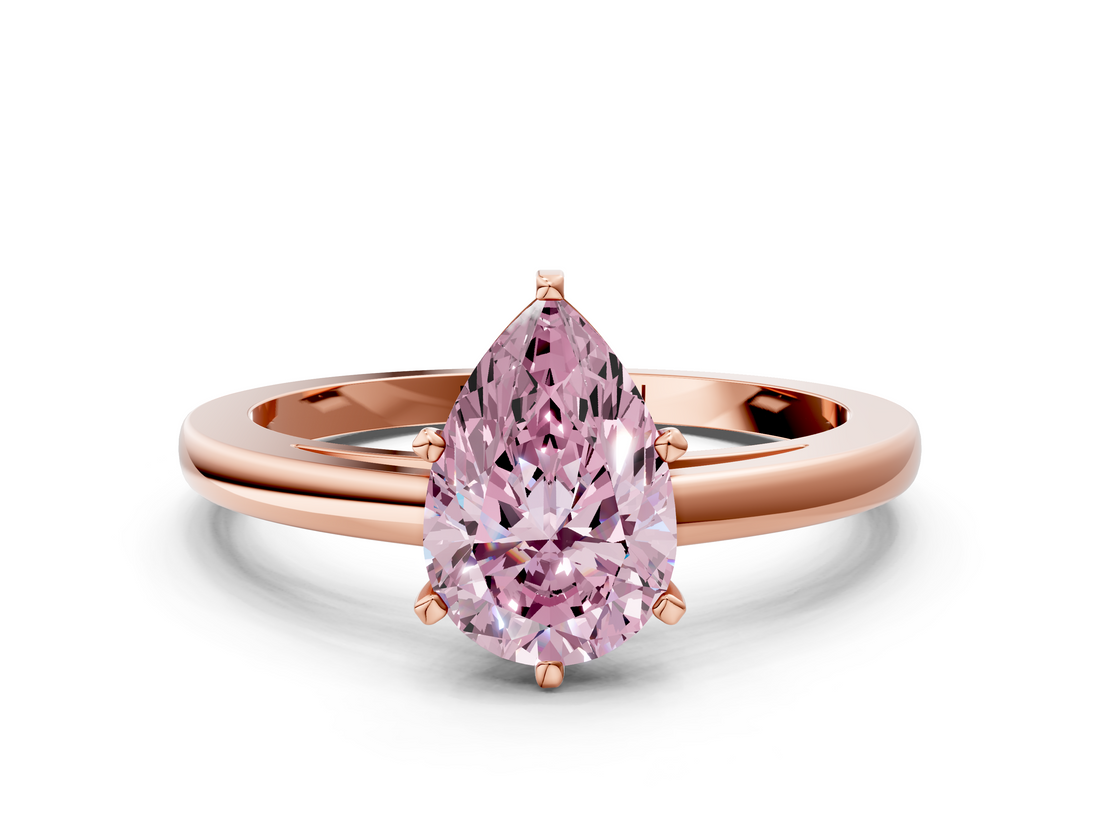 Rose gold Fancy Pink Pear  Solitaire Diamond Engagement Ring with Four-Prong Setting on a Classic Band_3