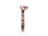 Rose gold Fancy Pink Pear  Solitaire Diamond Engagement Ring with XO Engraved Band and Four-Prong Setting 2