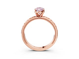 Rose gold Fancy Pink Pear  Solitaire Diamond Engagement Ring with XO Engraved Band and Four-Prong Setting 3