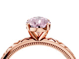 Rose gold Fancy Pink Pear  Solitaire Diamond Engagement Ring with XO Engraved Band and Four-Prong Setting 4