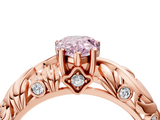 Rose gold Fancy Pink Pear  Solitaire Diamond Leaf Vine Band with Prong Setting_32