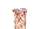 Rose gold Fancy Pink Pear  Solitaire Diamond Leaf Vine Band with Prong Setting_33