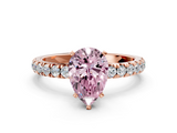 Rose gold Fancy Pink Pear  Solitaire Diamond Pavé Band with Four-Prong Setting_45