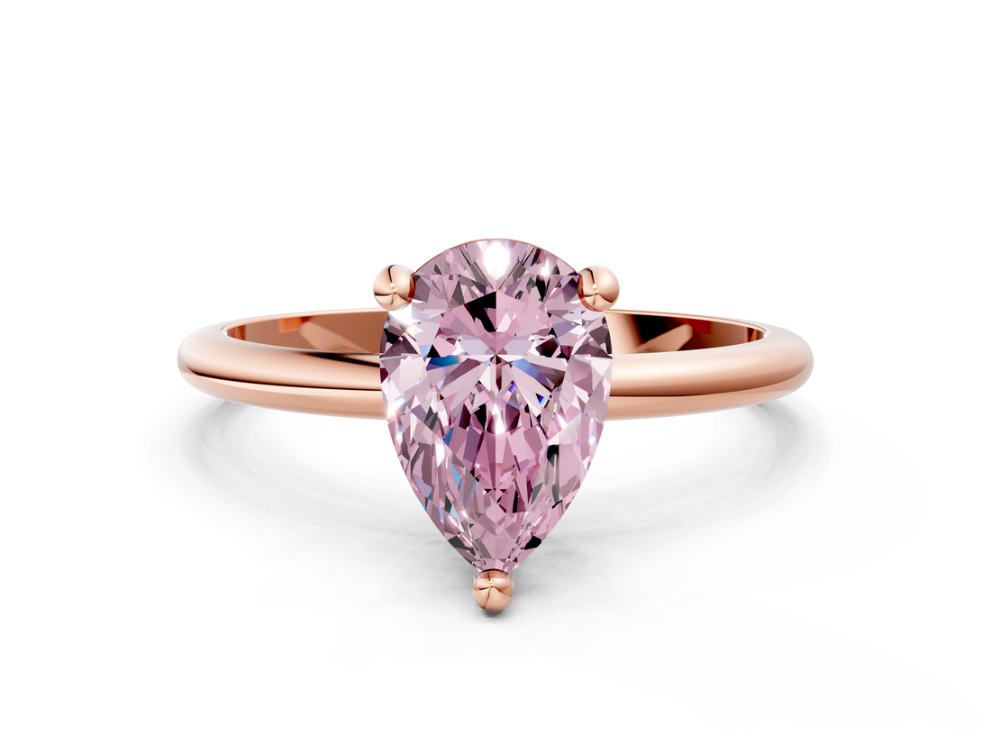 Rose gold Fancy Pink Pear  Solitaire Diamond Ring with 4-Prong Setting on a Classic Band_3