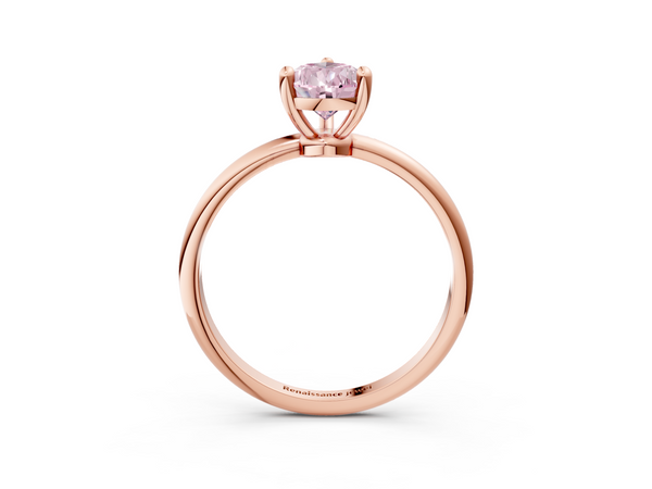 Rose gold Fancy Pink Pear  Solitaire Diamond Ring with 4-Prong Setting on a Classic Band