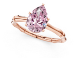 Rose gold Fancy Pink Pear  Solitaire Diamond Ring with Bamboo Band and Four-Prong Setting_57