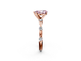 Rose gold Fancy Pink Pear  Solitaire Diamond Ring with Bezel Set Side Stones and Prong Setting_5