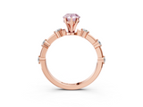 Rose gold Fancy Pink Pear  Solitaire Diamond Ring with Bezel Set Side Stones and Prong Setting_6