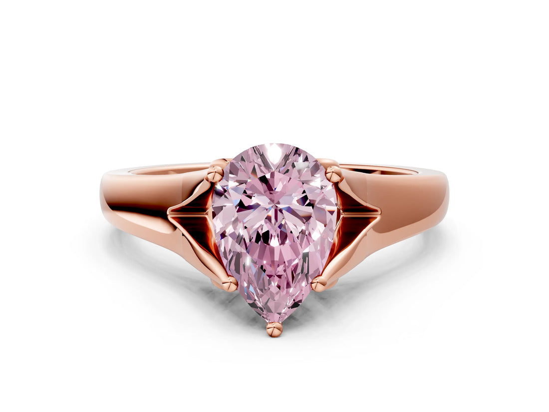 Rose gold Fancy Pink Pear  Solitaire Diamond Ring with Cathedral Band and Four-Prong Setting_66