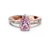 Rose gold Fancy Pink Pear  Solitaire Diamond Ring with Channel-Set Baguette Band and Four-Prong Setting_63