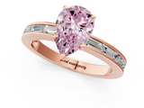 Rose gold Fancy Pink Pear  Solitaire Diamond Ring with Channel-Set Baguette Band and Four-Prong Setting_64