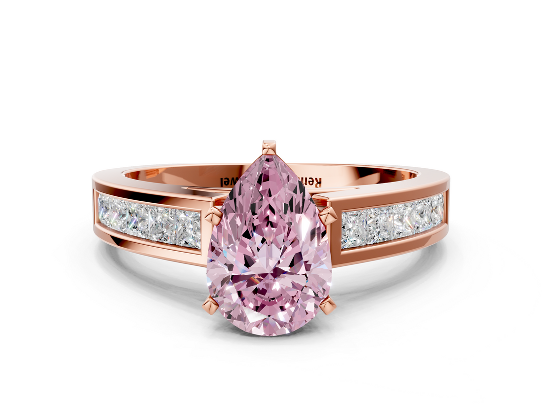 Rose gold Fancy Pink Pear  Solitaire Diamond Ring with Channel-Set Band and Four-Prong Setting_3