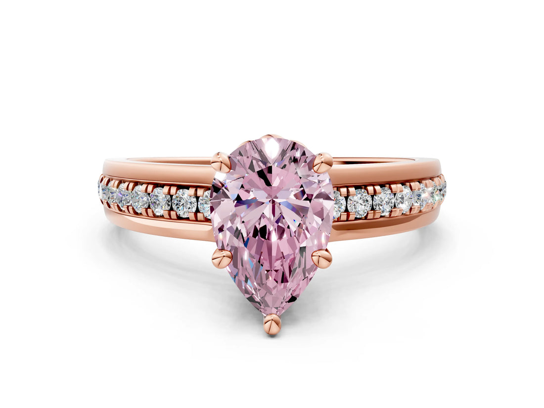 Rose gold Fancy Pink Pear  Solitaire Diamond Ring with Channel Set Band and Six-Prong Setting_48