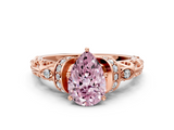Rose gold Fancy Pink Pear  Solitaire Diamond Ring with Filigree Band and Four-Prong Setting_47