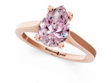 Rose gold Fancy Pink Pear  Solitaire Diamond Ring with Four-Prong Setting and Tapered Band 1