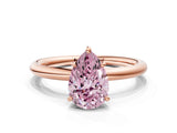 Rose gold Fancy Pink Pear  Solitaire Diamond Ring with Four-Prong Setting on a Plain Band_20