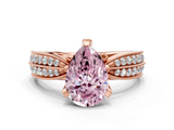Rose gold Fancy Pink Pear  Solitaire Diamond Ring with Milgrain Pavé Band and Four-Prong Setting_31