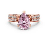 Rose gold Fancy Pink Pear  Solitaire Diamond Ring with Milgrain Pavé Band and Four-Prong Setting_48