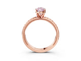 Rose gold Fancy Pink Pear  Solitaire Diamond Ring with Milgrain and Black Enamel X Pattern Band_187