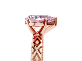 Rose gold Fancy Pink Pear  Solitaire Diamond Ring with Milgrain and Black Enamel X Pattern Band_189