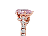 Rose gold Fancy Pink Pear  Solitaire Diamond Ring with Pavé Band and Four-Prong Setting_69