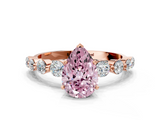 Rose gold Fancy Pink Pear  Solitaire Diamond Ring with Pave Band and Four-Prong Setting_197