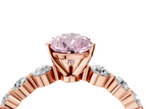 Rose gold Fancy Pink Pear  Solitaire Diamond Ring with Pave Band and Four-Prong Setting_201