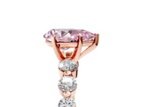 Rose gold Fancy Pink Pear  Solitaire Diamond Ring with Pave Band and Four-Prong Setting_202