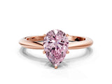 Rose gold Fancy Pink Pear  Solitaire Diamond Ring with Six-Prong Setting on a Classic Band