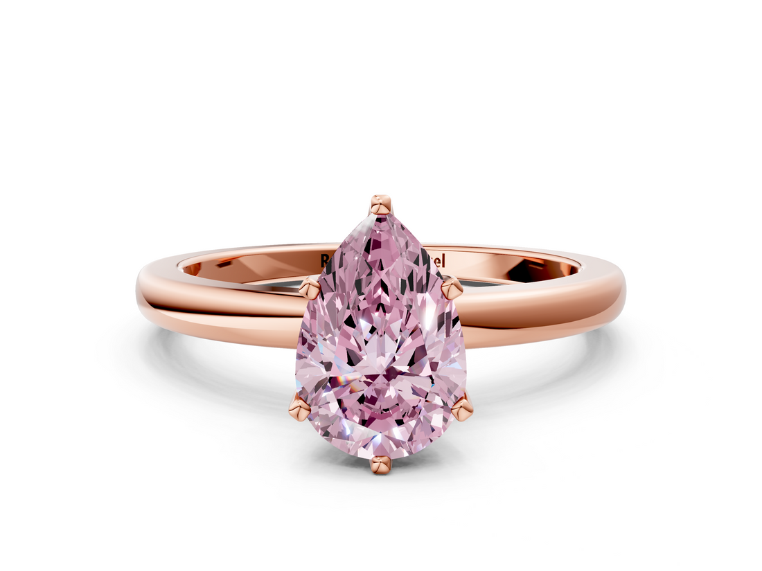 Rose gold Fancy Pink Pear  Solitaire Diamond Ring with Six-Prong Setting on a Classic Band_3