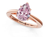 Rose gold Fancy Pink Pear  Solitaire Diamond Ring with Split Shank and Four-Prong Setting_13