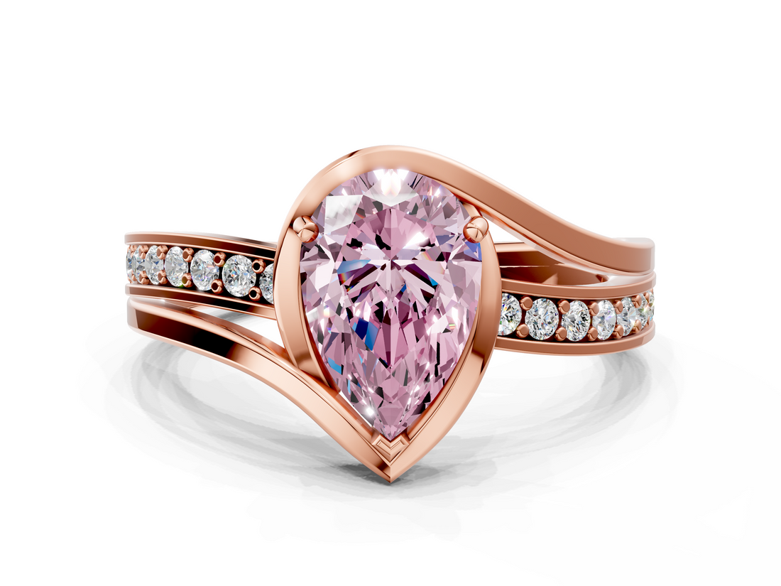 Rose gold Fancy Pink Pear  Solitaire Diamond Ring with Split Shank and Prong Setting_40
