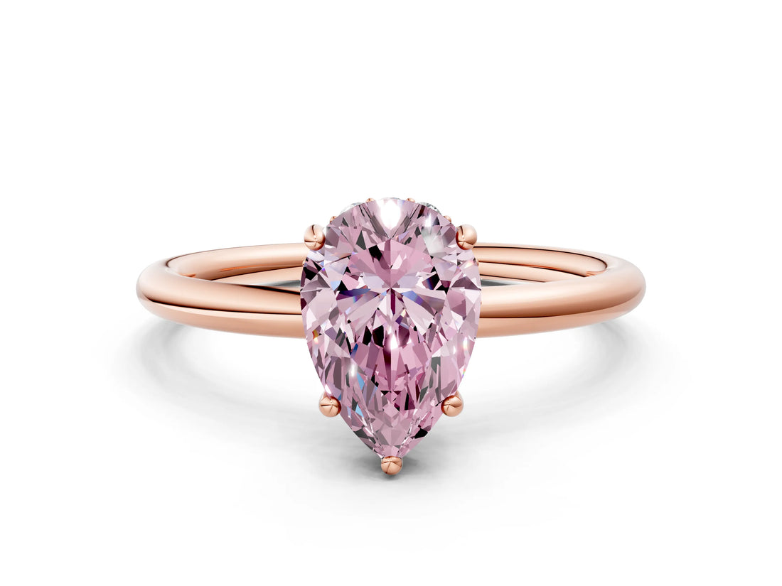 Rose gold Fancy Pink Pear  Solitaire Diamond Ring with a Classic Band and Four-Prong Setting 1