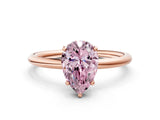 Rose gold Fancy Pink Pear  Solitaire Diamond Ring with a Classic Band and Four-Prong Setting 1