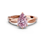 Rose gold Fancy Pink Pear  Solitaire Diamond Twisted Band with Four-Prong Setting_41