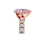 Rose gold Fancy Pink Pear  Solitaire Diamond with Pavé Band and Four-Prong Setting_53