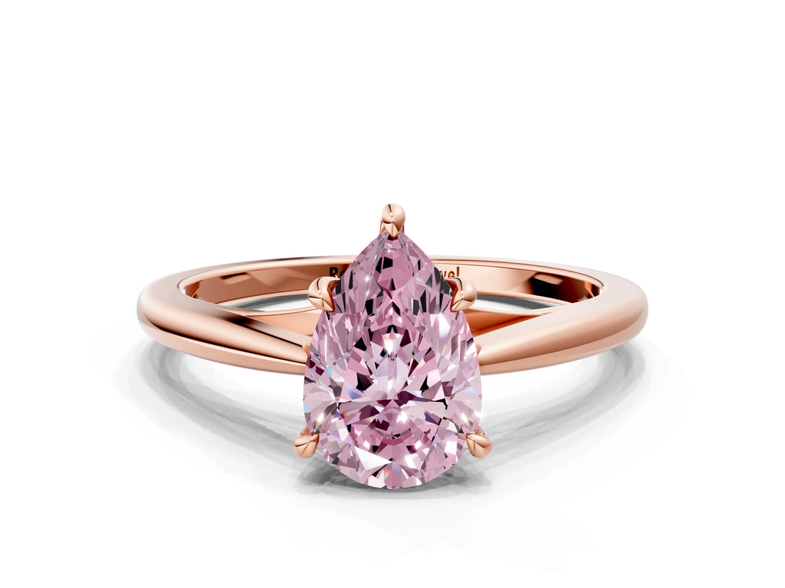 Rose gold Fancy Pink Pear  Solitaire Engagement Ring with Four-Prong Setting and Classic Band 2